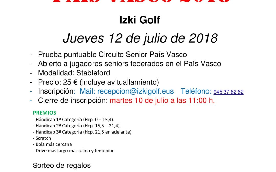 Inscripciones abiertas para el Puntuable Circuito Senior de Izki – 12 Julio