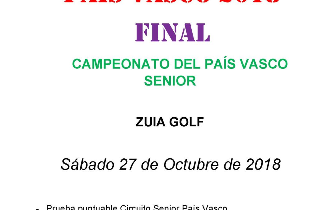 Inscripciones abiertas para el Campeonato del País Vasco Senior 2018