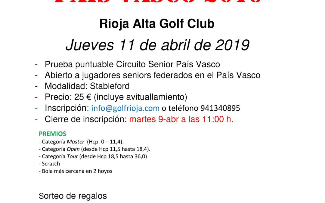 Arranca una nueva edición del Circuito Senior del País Vasco 2019